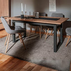 Table extensible 160x90 cm avec plateau couleur chêne et structure anthracite - Denver 50