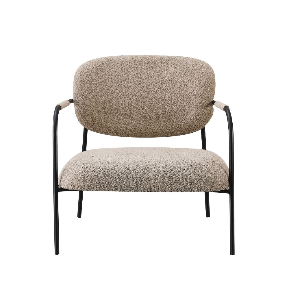 Fauteuil en tissu bouclette et structure en métal Nat tourterelle