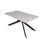 Table rectangulaire avec plateau en céramique effet marbre blanc brillant - Star