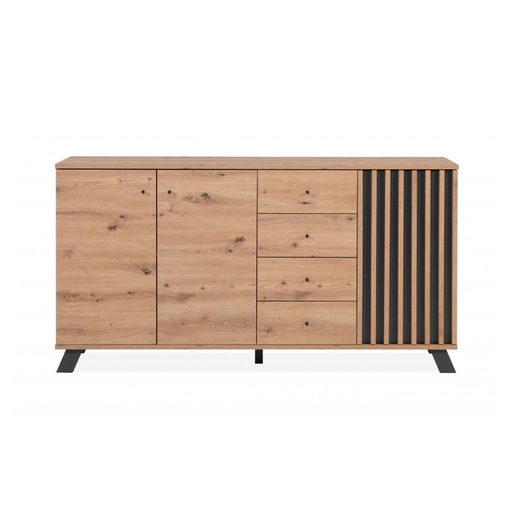 Madia 160 cm con 3 ante e 4 cassetti colore rovere e antracite - Medan51C