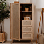 Credenza KUTA53 rovere sonoma 3 cassetti e anta effetto rafia