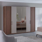 Camera da letto con letto contenitore e armadio con specchi colore beige e kaplan - Vega