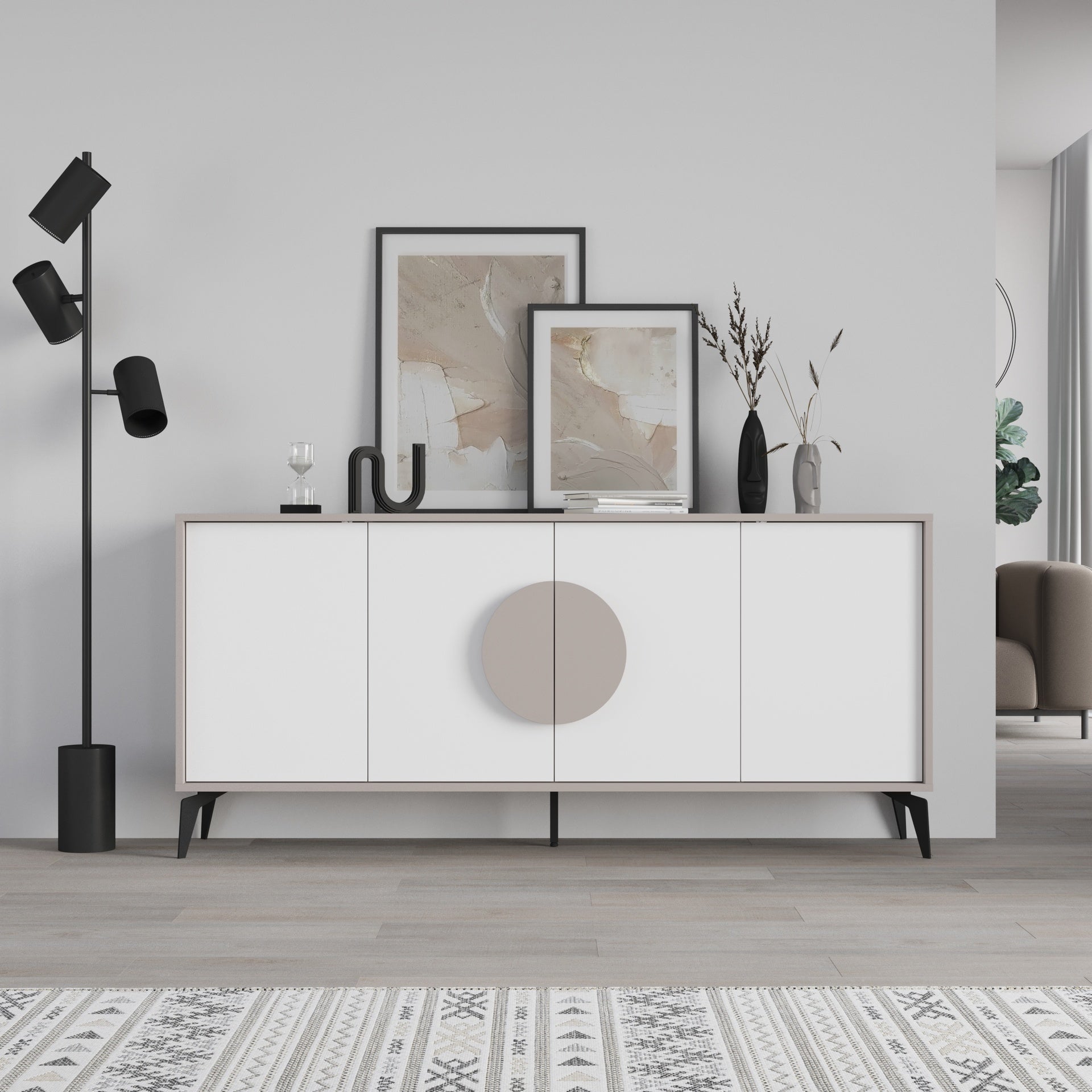 Madia 4 ante colore bianco e tortora 180x35,6x82 Gora180