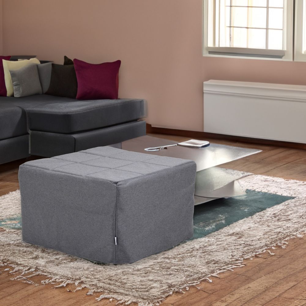 Pouf convertible en lit revêtement en tissu couleur gris - Vega