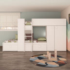 Lit superposé avec armoire et tiroirs couleur blanc 295x110x150H - Witt
