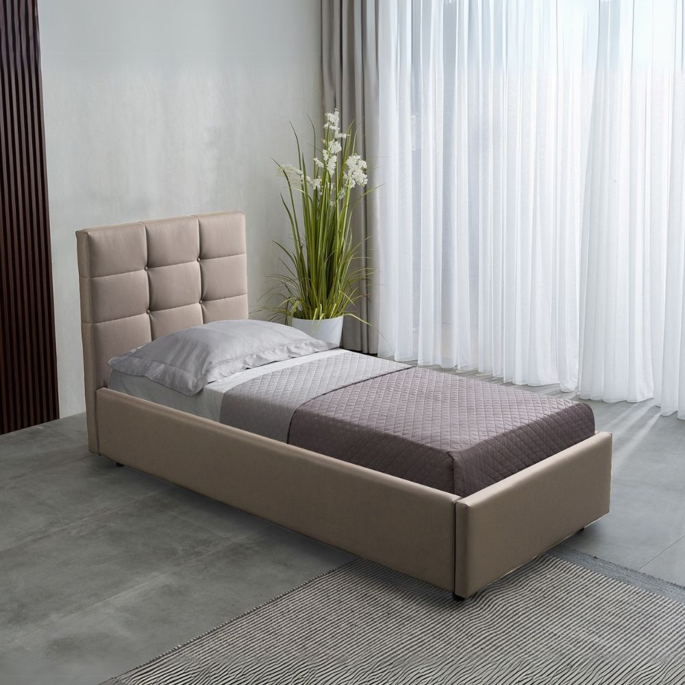 Einzelbett mit Stauraum und Lattenrost in Taubengrau, Neapel