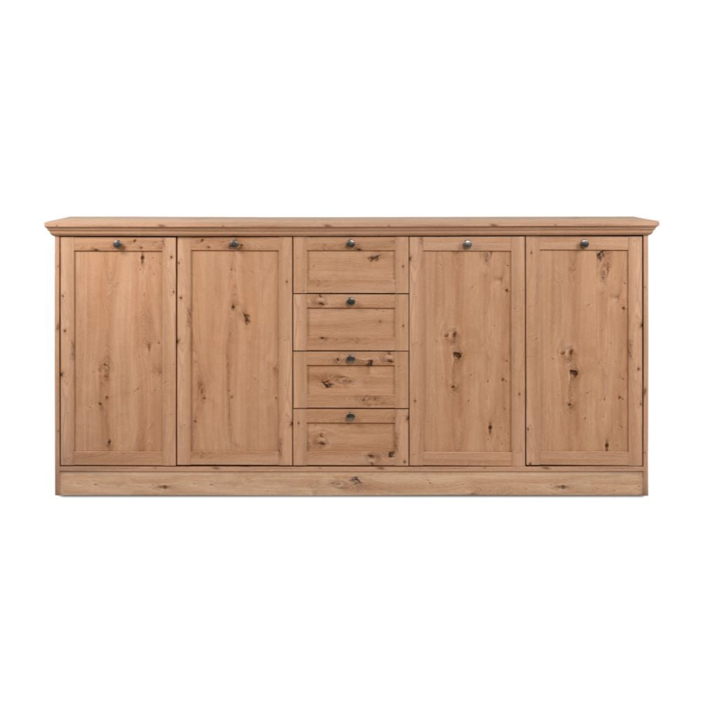 Madia con 4 ante e 4 cassetti colore rovere anticato 200x90H cm - Tiberio