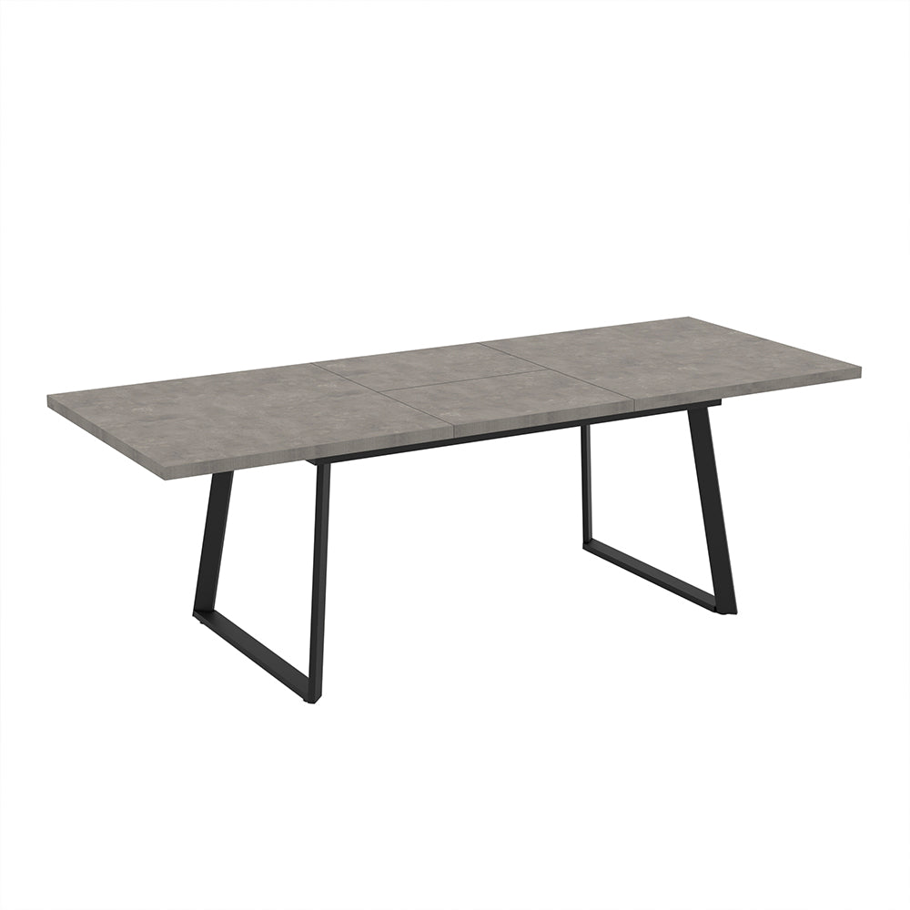 Tavolo allungabile piano grigio cemento e gambe in metallo nero 170x90x75h Lavinya