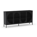 Metall Sideboard mit 4 Gittertüren, schwarz, 160x40x90H Tayra