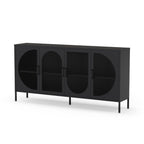 Metall Sideboard mit 4 Gittertüren, schwarz, 160x40x90H Tayra