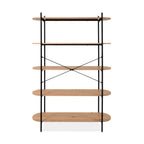 Libreria con 5 ripiani rovere e struttura in metallo nero Hanoi20B