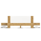 Letto matrimoniale 180x200 con comodini integrati bianco e rovere Meria