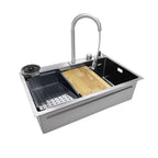 Lavello cucina da incasso una vasca 74x45x20H inox spazzolato SA3541 con accessori