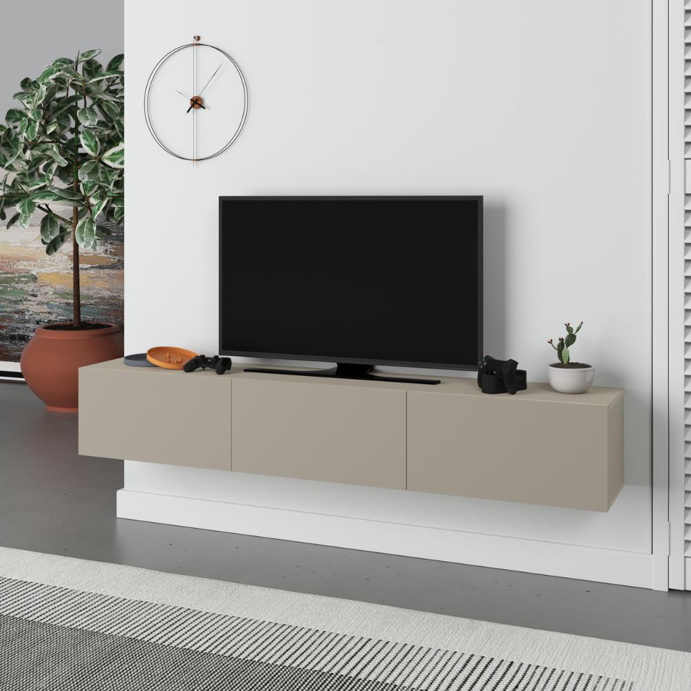 Mobile porta Tv sospeso 3 ante a ribalta colore cashmere 180x30x30H Francy