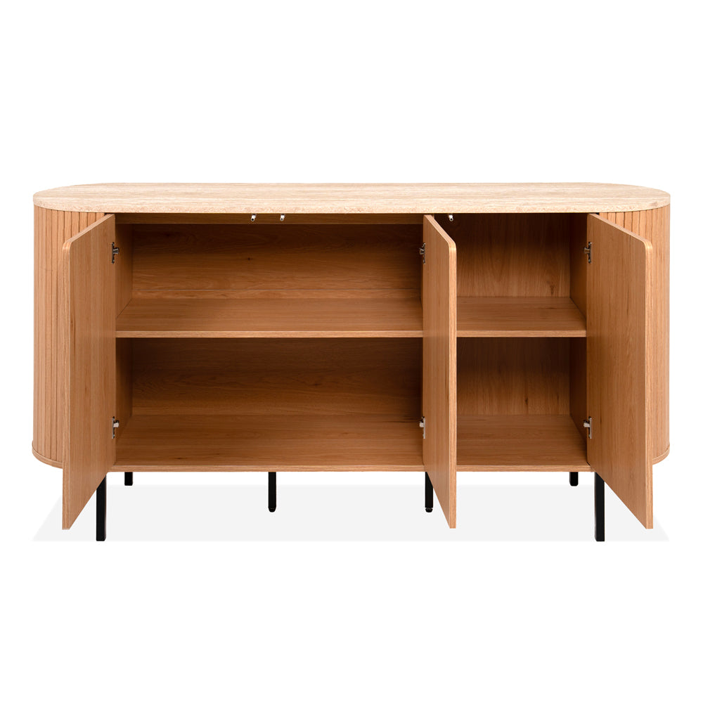 Madia colore rovere oak con top effetto travertino e laterali listellati 160 cm Fabia51A