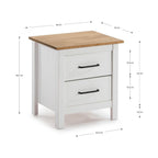 Table de chevet 2 tiroirs en pin massif blanc Miranda
