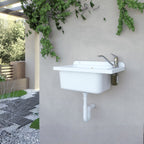 Lavatoio pilozzo a muro 58x38 in polipropilene bianco con Kit scarico autopulente 2051FSCAT