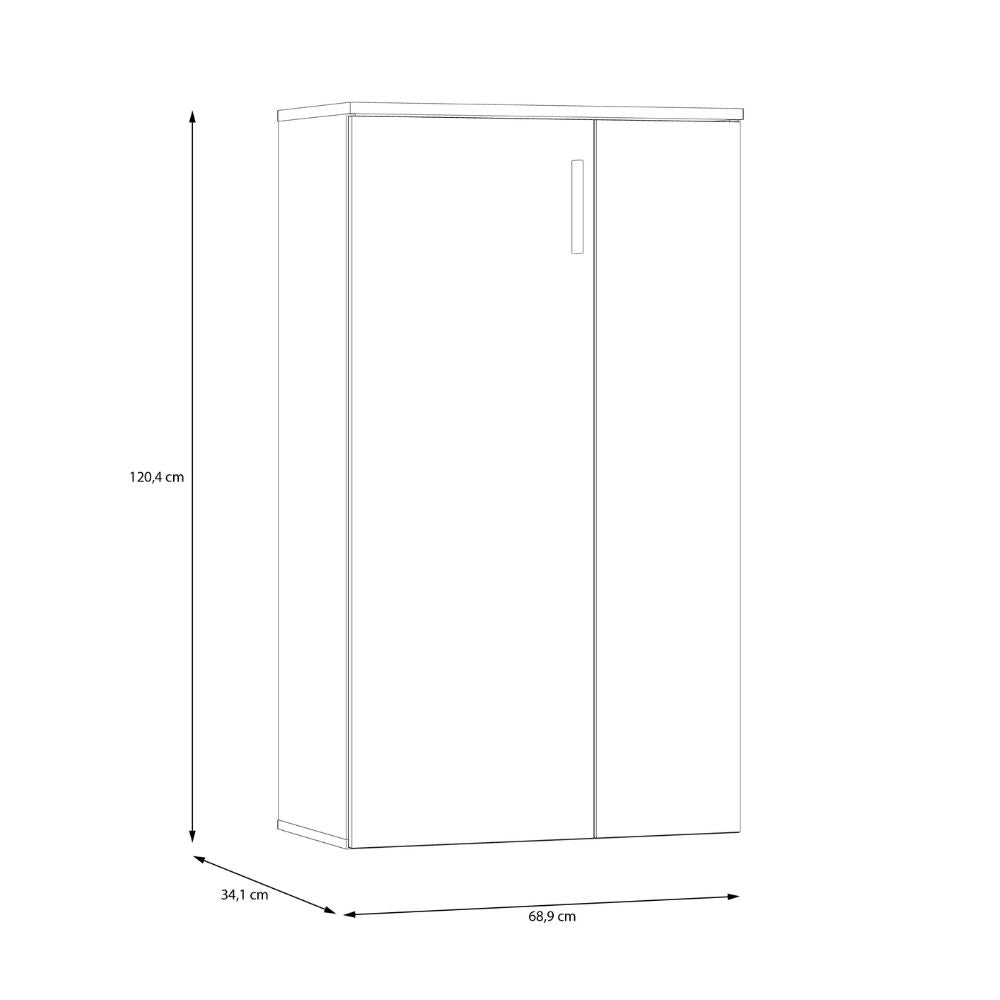 Mobile multiuso scarpiera 2 ante con 5 ripiani colore rovere 69x34x120H Lucio