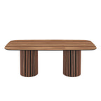 Tavolo rettangolare fisso piano noce e basi in legno cannettati 200x100x76H Oslo