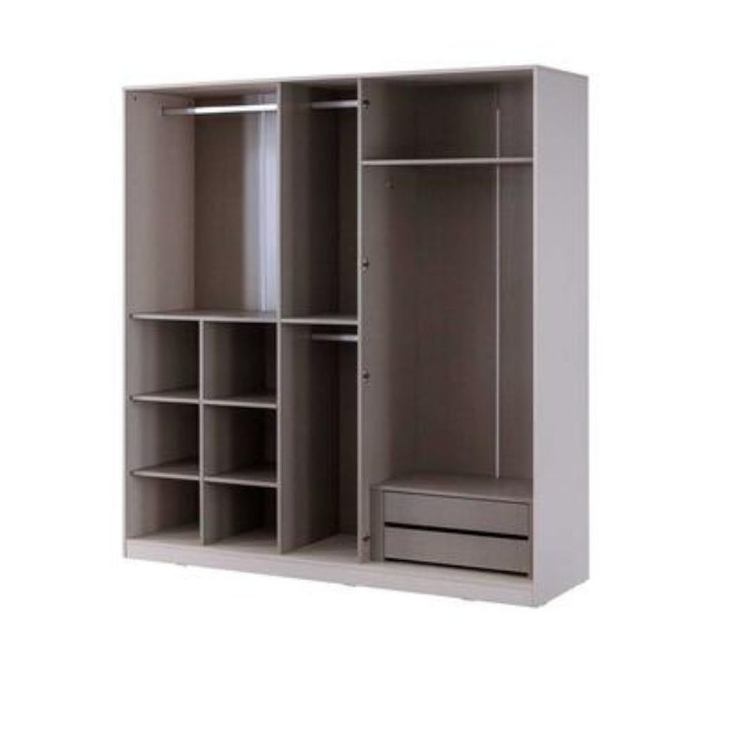 Camera da letto con armadio con specchi e letto contenitore colore beige - Piedra