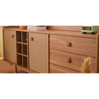 Madia 2 ante effetto vimini con cassetti e vani a giorno finitura rovere miele 206x86H cm - Natura