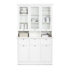 VITRINENSCHRANK 3 Glastüren+offene Fächer+3 Schubladen+3 untere Türen WEISS (001791)