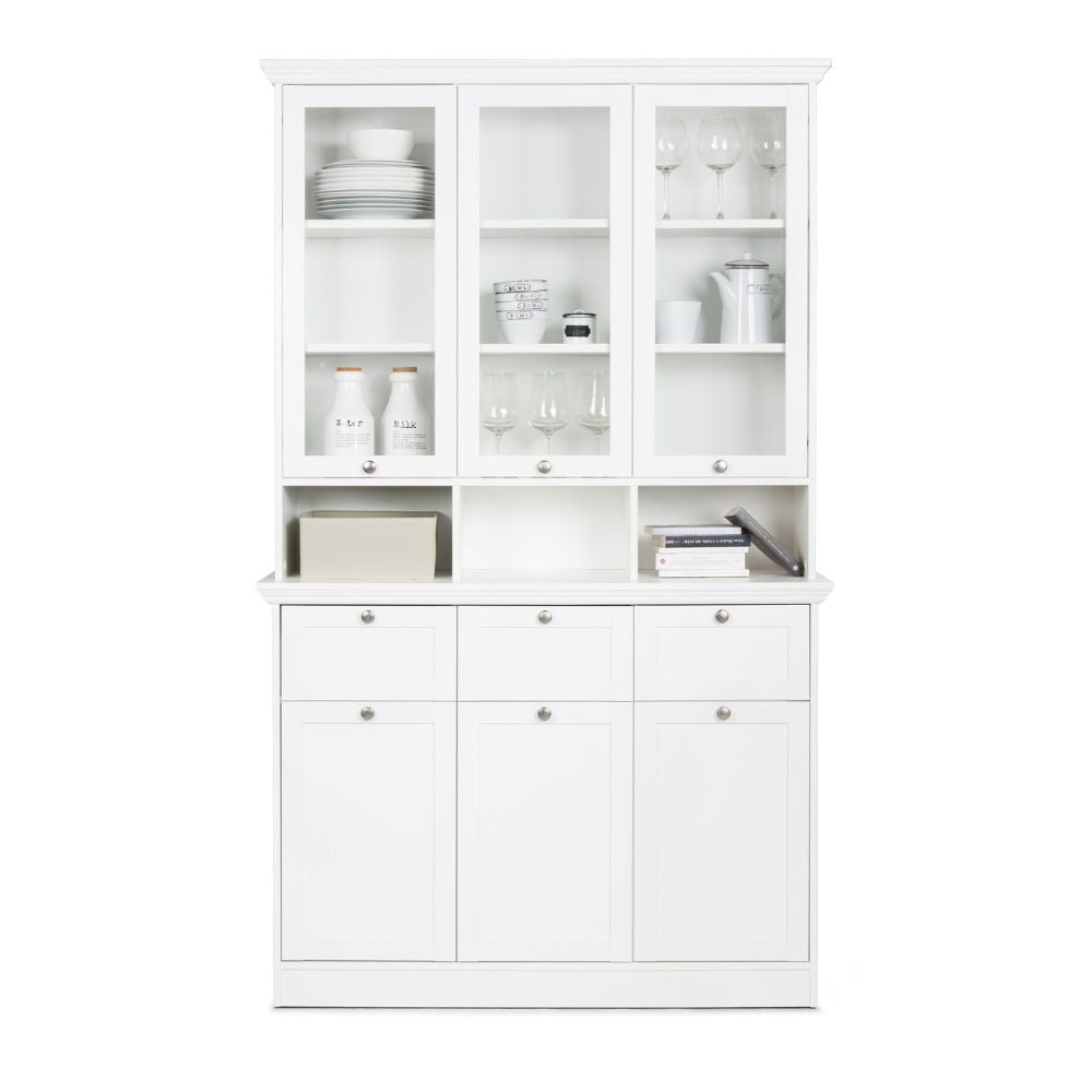 Credenza con tre ante in vetro e tre cassetti colore bianco Landwood50