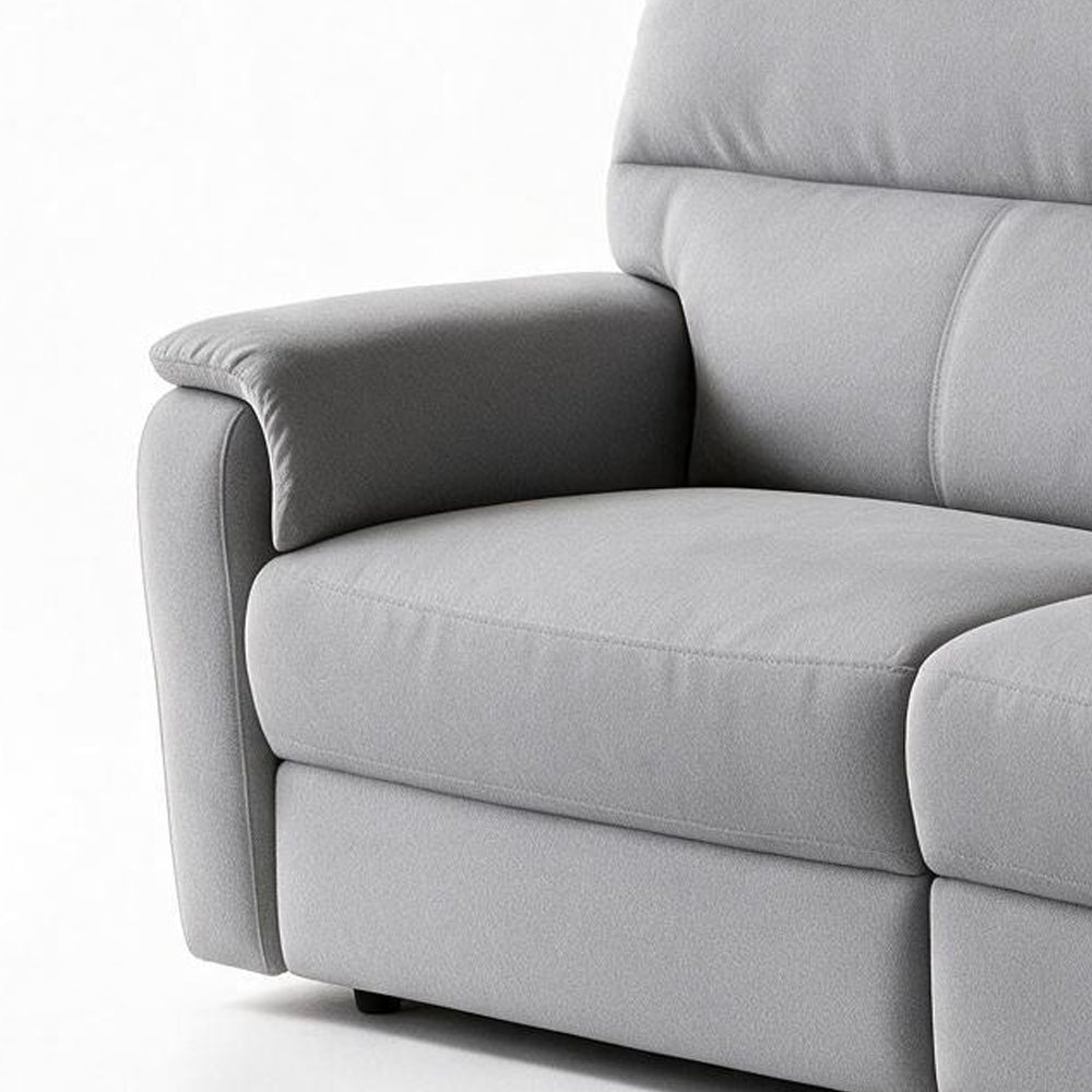 Divano relax 3 posti con 2 recliner elettrici in tessuto idrorepellente grigio Alice