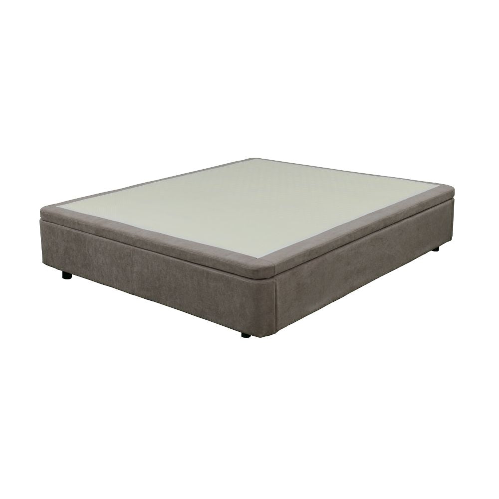 Letto matrimoniale con contenitore in tessuto taupe 162x192x39H Sommier