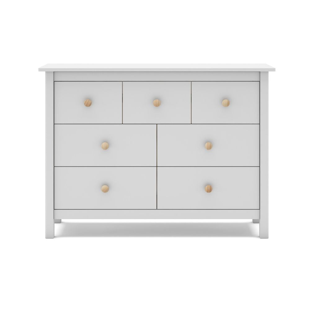 Commode en bois massif avec 7 tiroirs couleur blanc 110x40x80H cm - Max