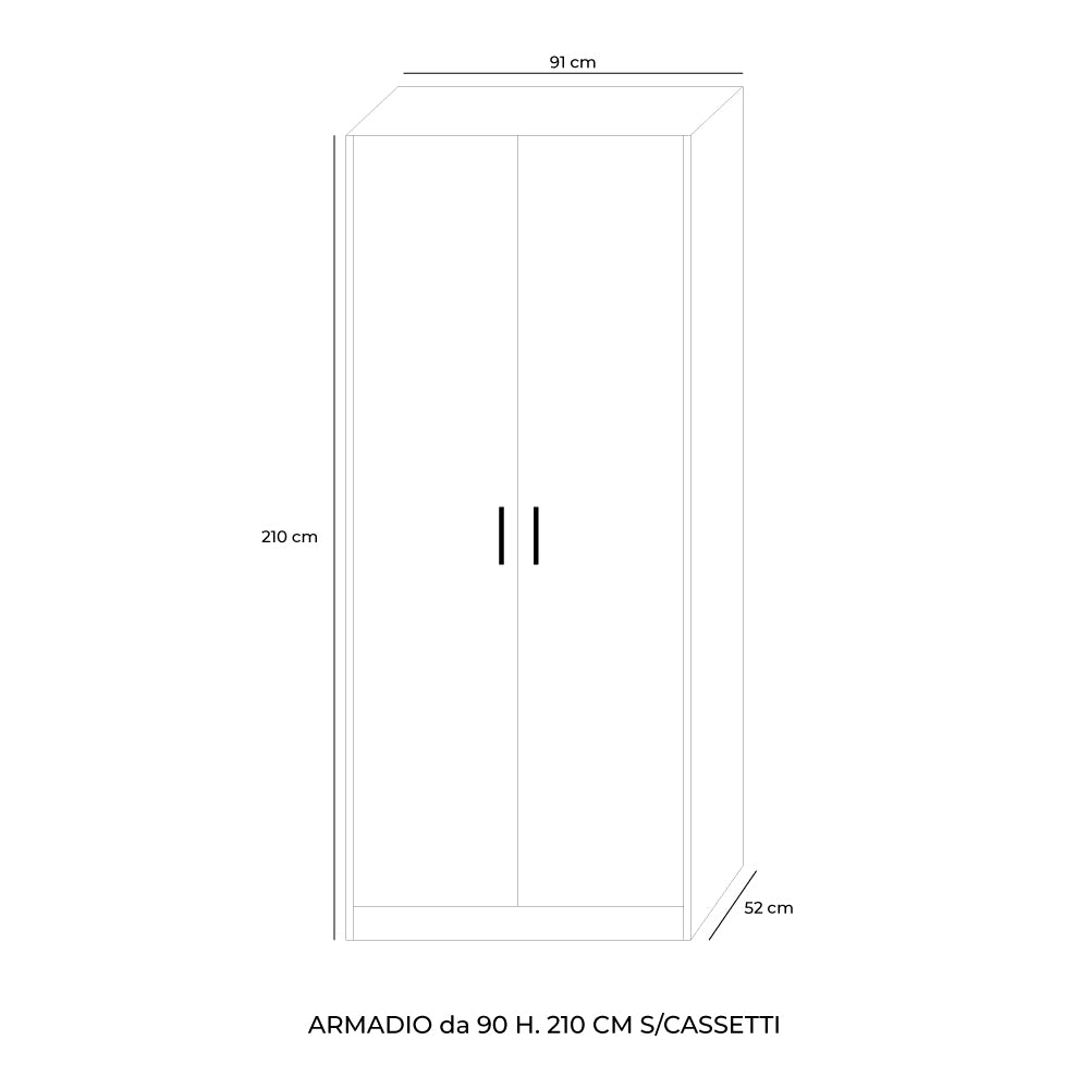 Armoire à deux portes couleur noyer naturel 91x52x210H cm - ARM290