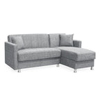 Divano letto con penisola contenitore reversibile tessuto grigio 200x134x80H Oasis