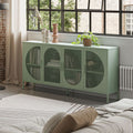 Credenza in metallo con 4 ante reticolate verde 160x40x90H cm - Tayra