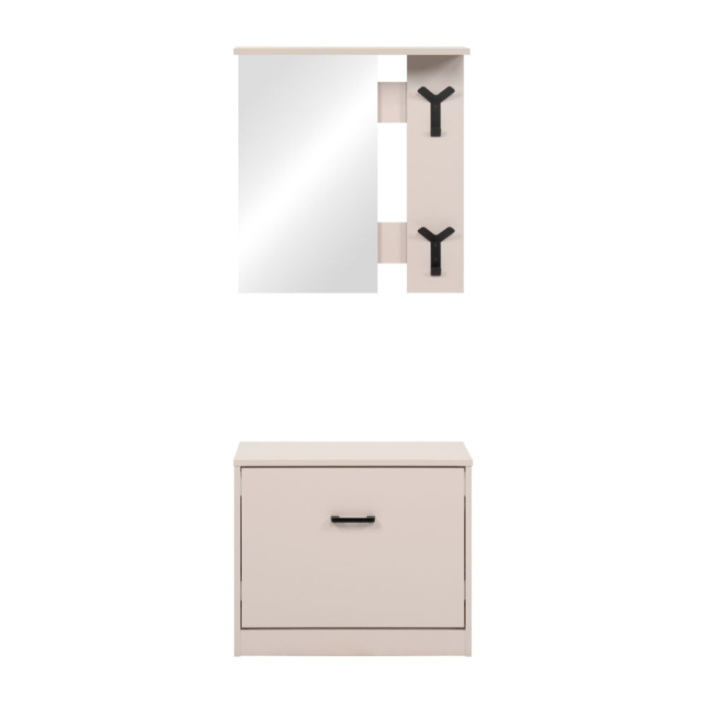 Mobile ingresso con specchio, appendiabiti e scarpiera colore beige Limone41A