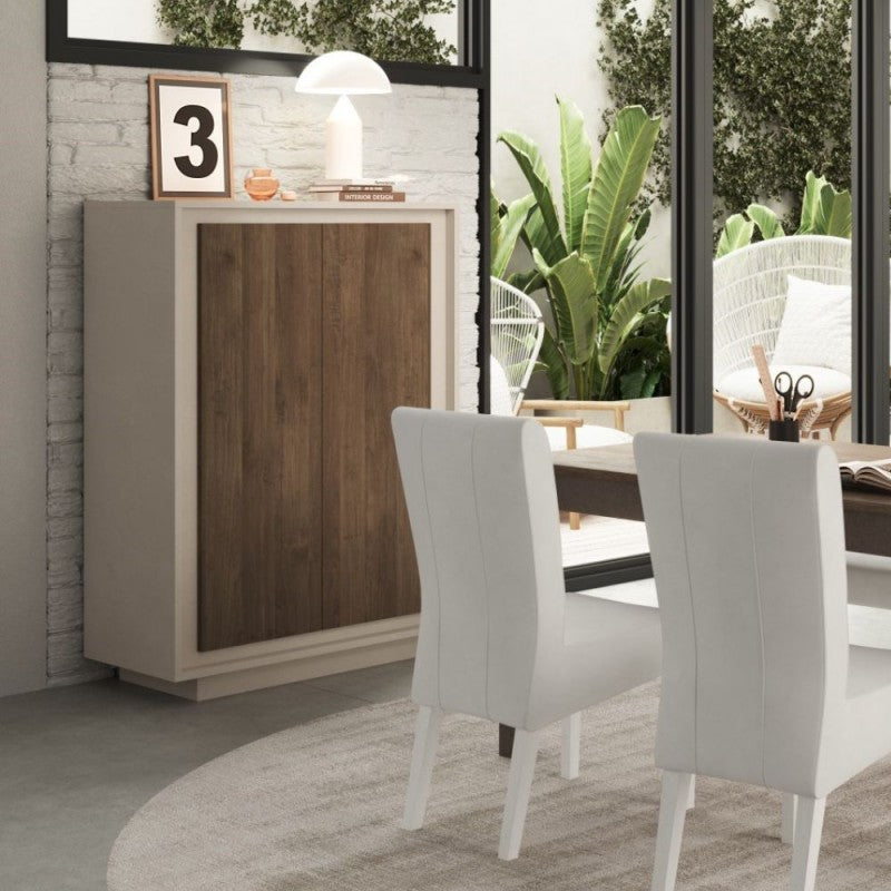 Mobile contenitore 106x146h cm con 2 ante colore cashmere e noce - Open
