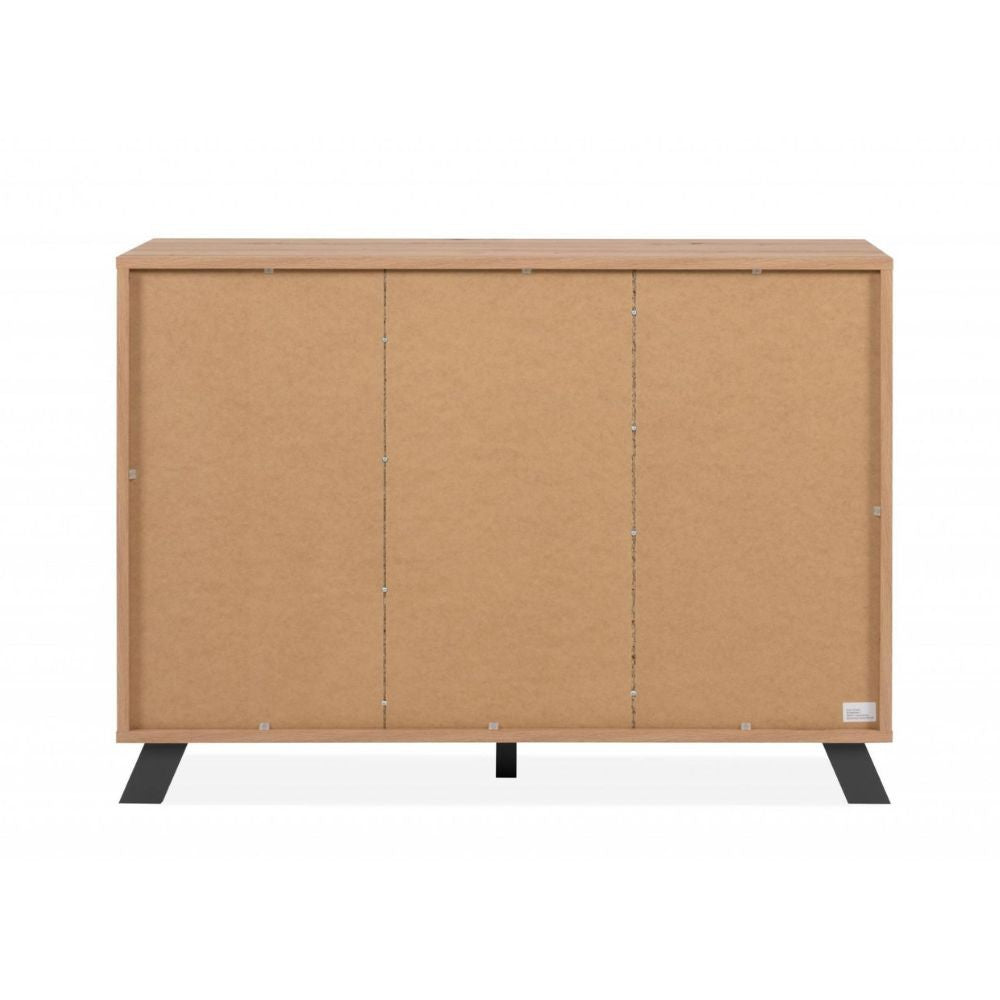Buffet 118 cm en bois avec 2 portes et 4 tiroirs coloris chêne et anthracite - Medan