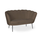 Divano a conchiglia due posti velluto caffè gambe oro 135x75H cm - Orel