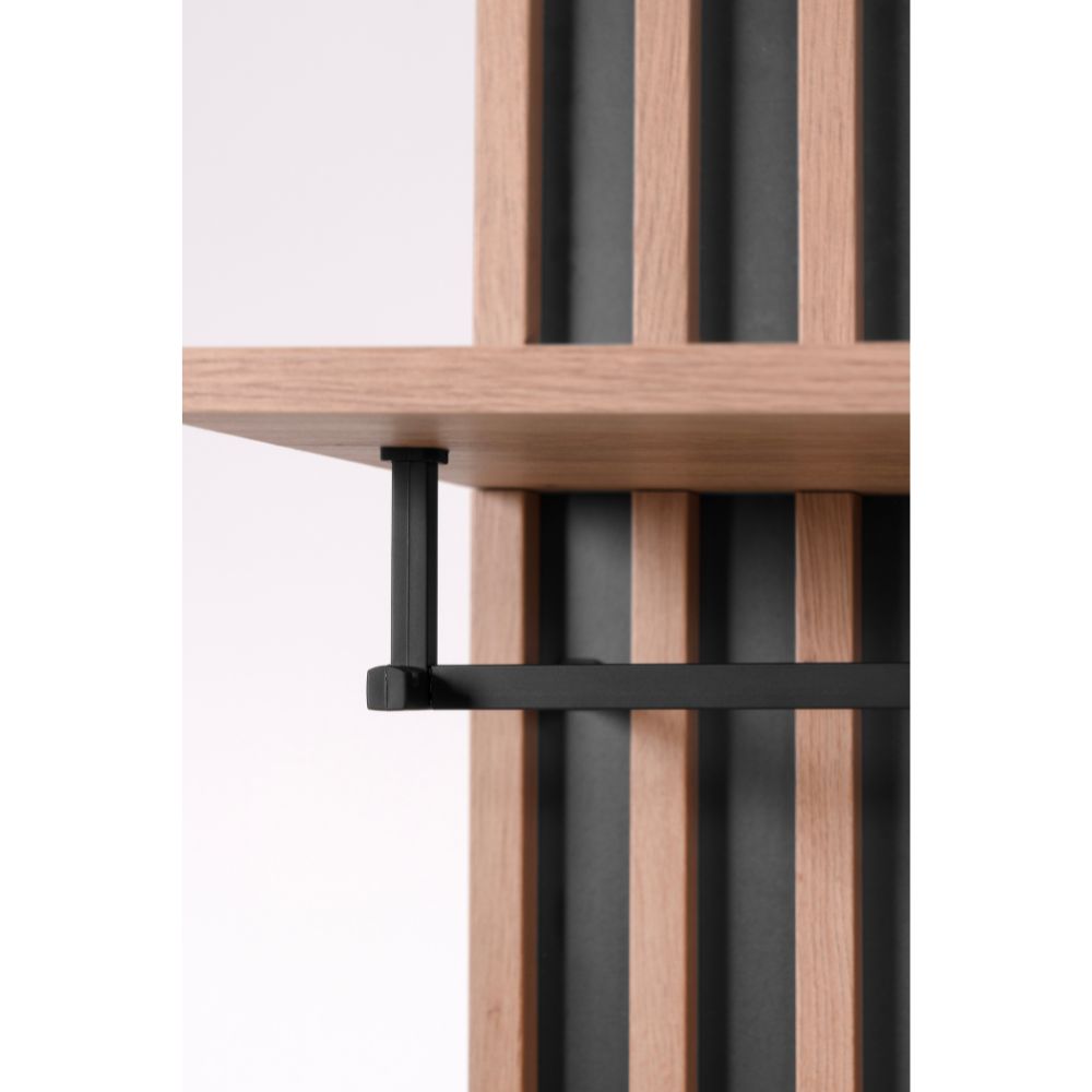 Mobile ingresso con frontale cannettato e anta a tutto specchio colore quercia e antracite 80x190H cm - Medan4