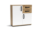 Holzschrank mit Türen und Schubladen Eiche und Weiß 80x83H cm - Mosso