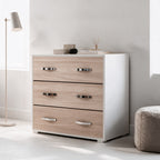 Kommode mit 3 Schubladen, Farbe Ulme, 91x45x81H cm