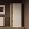 Armadio 2 ante in cashmere e listelli verticali rovere evoque 90x55x195 Frezo08
