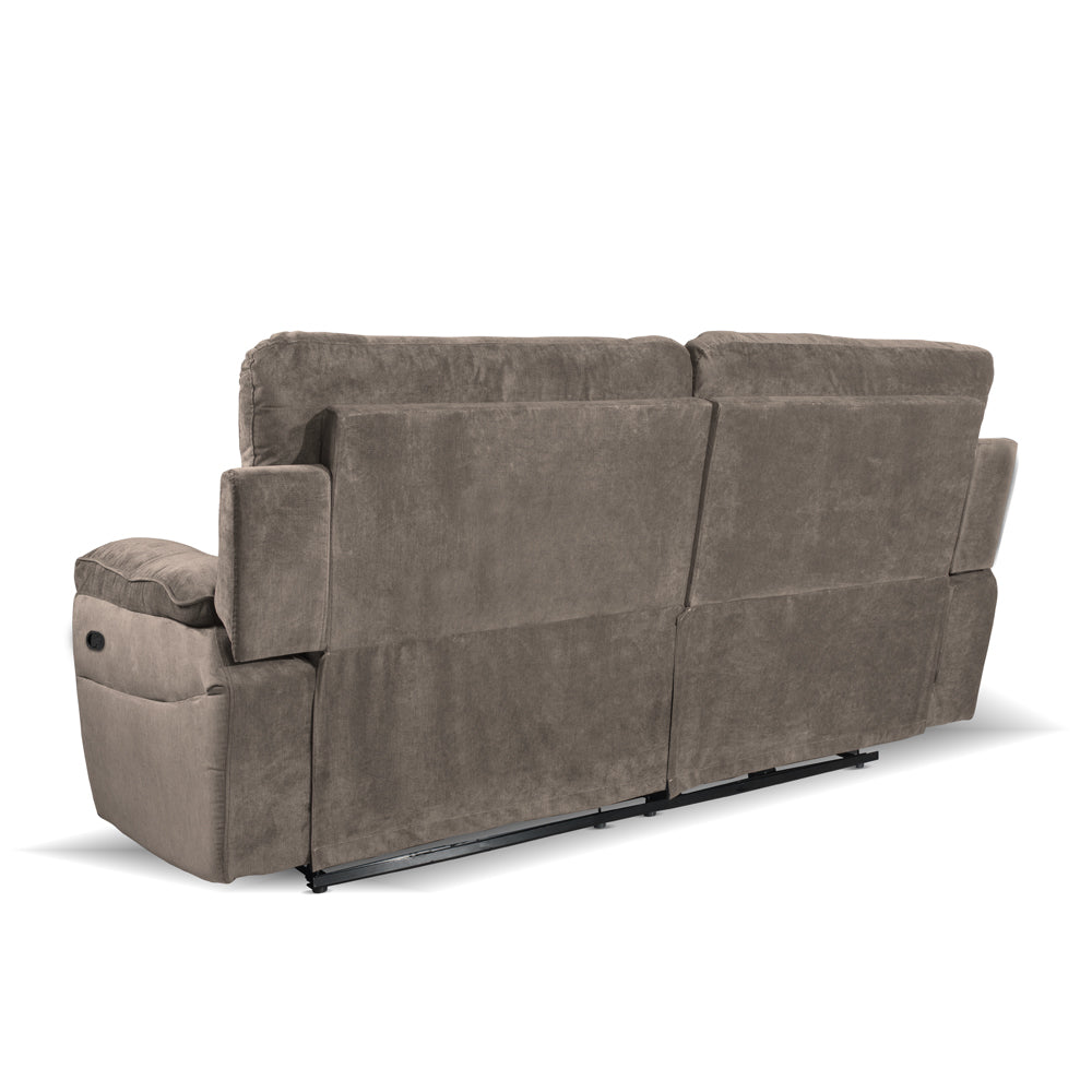 Elektrischer 3-Sitzer-Relaxsofa, Stoff Barrel21 Taupe Boston 200x100x102H