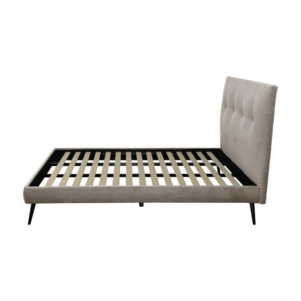 Letto matrimoniale con rete inclusa in tessuto colore tortora Stiletto