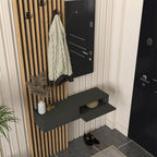 ENTRÉE ELOIS ANTHRACITE CHÊNE AVEC 3 PATTÈRES ET MIROIR