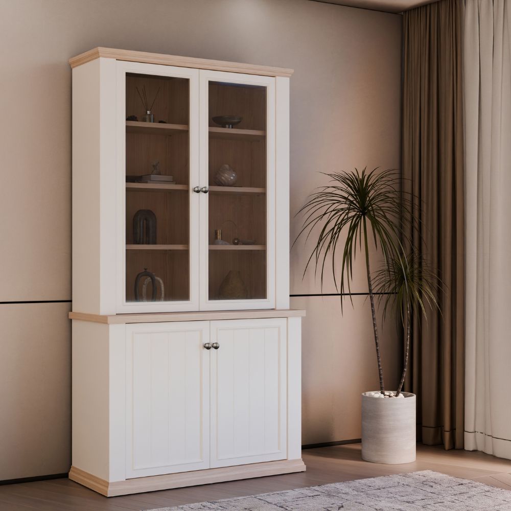 Vetrina 4 ante colore bianco e rovere Essenza