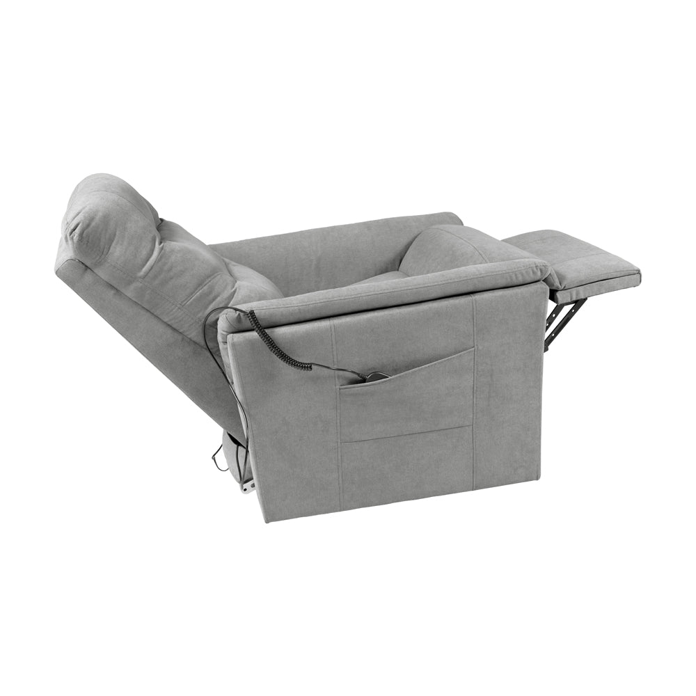 Poltrona alzapersona 2 motori con roller bar e tessuto idrorepellente grigio AlessiaLux