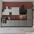 Cucina completa con elettrodomestici colore antracite e cemento 360 cm destra - Pola