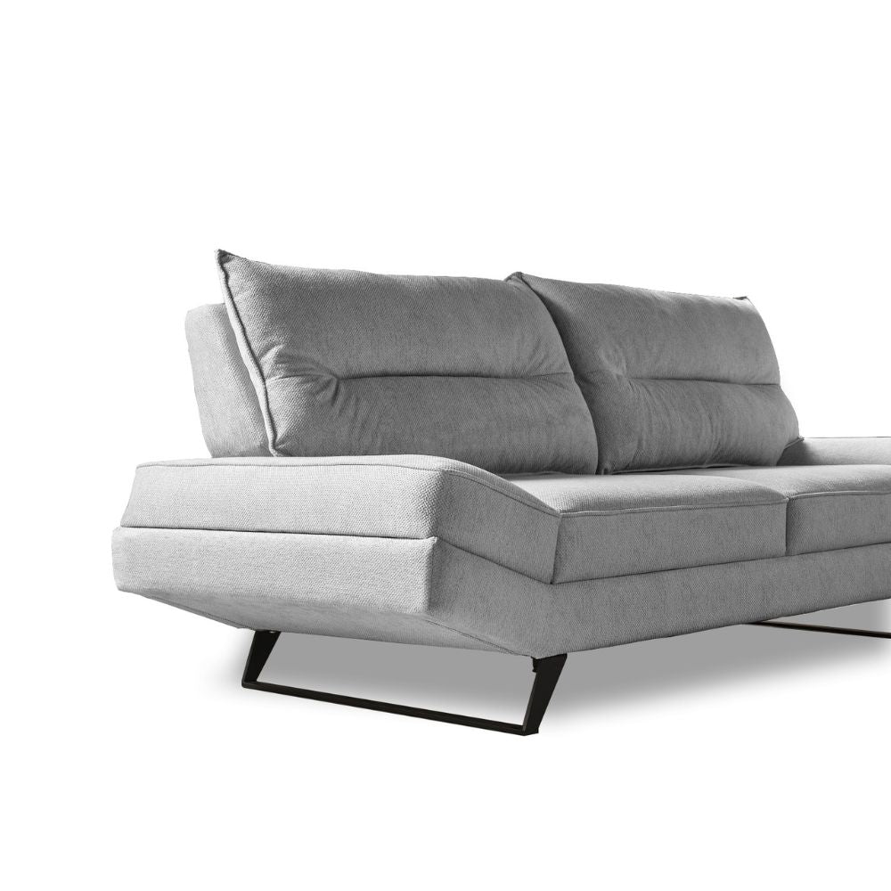 Divano 3 posti con schienali basculanti tessuto colore grigio chiaro 236 cm - Lena