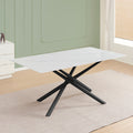 Tavolo fisso con piano effetto marmo bianco e struttura in metallo nero stile Shangai 180x90 Corveo