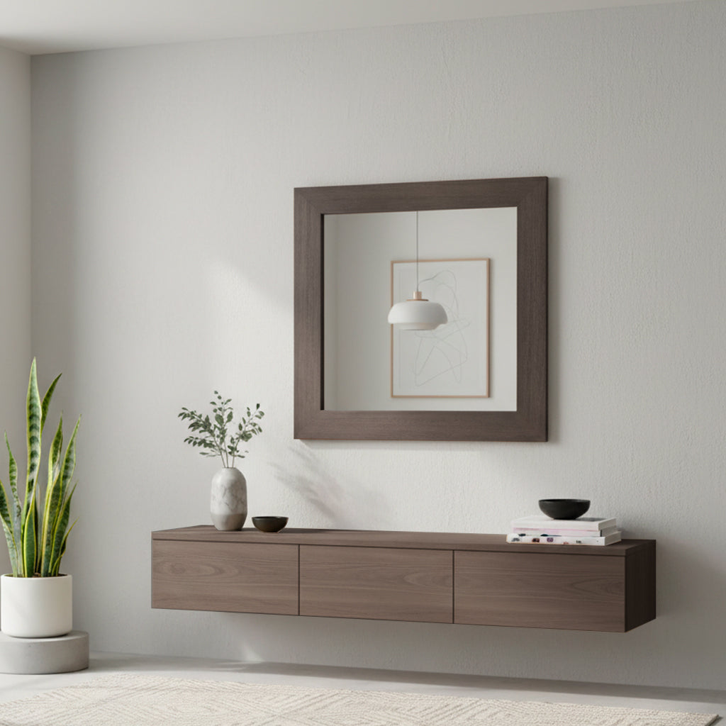 Specchiera quadrata 90x90 cm con cornice larice grigio Plana